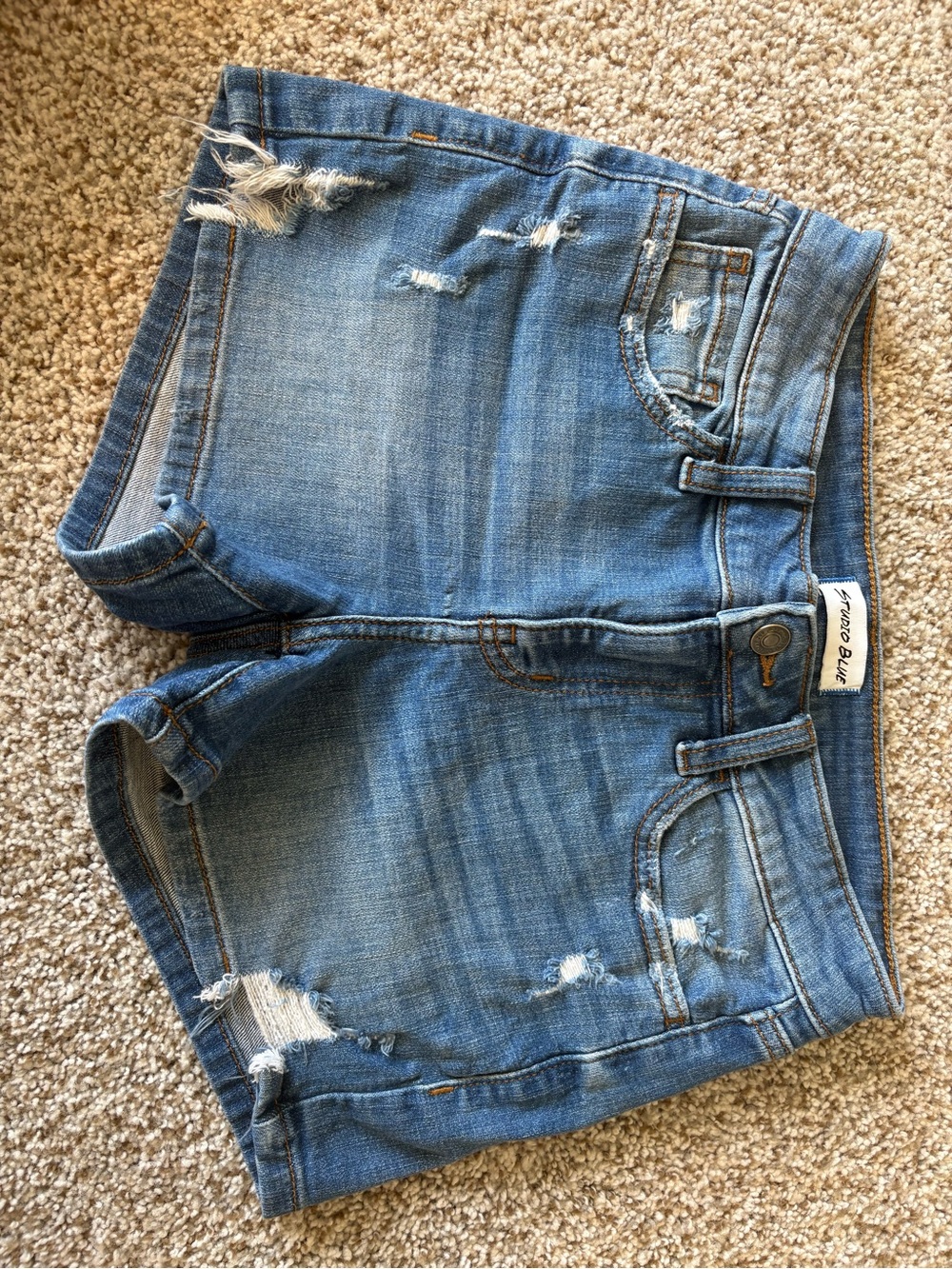 Studio Blue Distressed Denim Shorts - 26